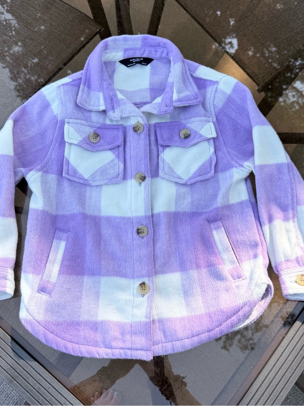 Member’s Mark Kids Lavender & White Plaid Jean Shacket Jacket - Size S 6/6X